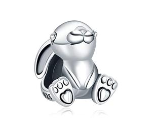 Annmors Donna Ciondolo Nini il Coniglio Argento 925 Colgantes con Zirconia cubica per Charm Bracciale