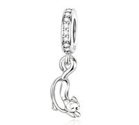 Annmors Donna Ciondolo Pendente Gatto Argento 925 Colgantes con Zirconia cubica per Charms Bracciale