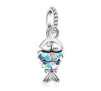 Annmors Donna Ciondolo Pesce blu Argento 925 Colgantes con Zirconia cubica per Charm Bracciale