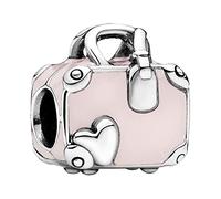 Annmors Donna Ciondolo Valigia Rosa Argento 925 Colgantes per Charm Bracciale