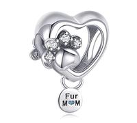 Annmors Donna Ciondolo Zampina e Cuore Scintillante Argento 925 Colgantes con Zirconia cubica per Charm Bracciale