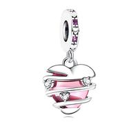 Annmors Jewelry Entwined Red Hearts Dangle Charm Donna Argento Ciondolo a Forma di,in Argento Sterling 925,Compatibile con Braccialetti e Collane Europei