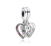 Annmors Jewelry Forever Friends Heart Dangle 925 Sterling Silver with Cubic Zirconia Charm for Women Bracelet Necklace,Jewelry Gifts for Christmas Halloween Valentine's Day Birthday Mother's Day