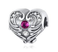 Annmors Jewelry Heart Wings Charm Donna Argento Ciondolo a Forma di,in Argento Sterling 925,Compatibile con Braccialetti e Collane Europei