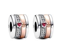 Annmors love U Stopper Argento Sterling 925 Charm Bead Compatibile Bracciale Collane Perline zirconi 5A Natale,San Valentino,festa della mamma,ciondoli regalo per donne e ragazze 2 pezzi/pacchetto