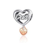 Annmors Love You Dad Heart Charm in Argento Sterling 925 Pendant Dangle Beads Compatibile con Bracciale e Collane Europei da Donna Valentine's Day Mother's Day Gifts for Women