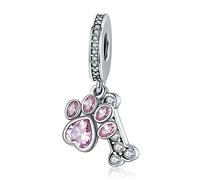 Annmors Rosa S925 Charms Clip Stopper Catena di sicurezza Famiglia Amica Animali Compleanno Cuore Oro Rosa Ciondolo per Donna Bracciale Collana, Argento, Zirconia cubica