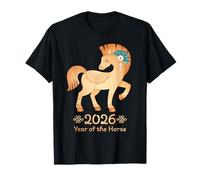 Anno del Cavallo 2026 - Cavallo di Fuoco Dorato Capodanno lunare Maglietta