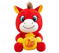 Anno del cavallo 2026 Peluche a forma di cavallo Peluche Decorazioni per il Capodanno cinese Figurina mascotte carina da 9, 8 pollici per decorazioni per la casa Ripieno per interni ed esterni del pel