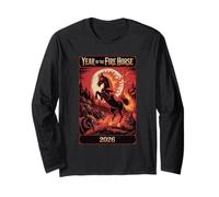 Anno del Cavallo di Fuoco 2026 Zodiac Art Maglia a Manica