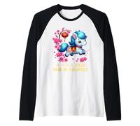 Anno del Cavallo Fortunato Cinese lunare Nuovo Anno Zodiaco 2026 Maglia con Maniche Raglan