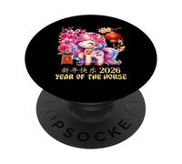 Anno del cavallo fortunato cinese lunare nuovo anno zodiaco 2026 PopSockets PopGrip Adesivo
