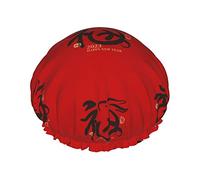Anno del coniglio Happy Chinese New Year 2023 Cuffie da doccia Cuffia da bagno riutilizzabile Cappello da doccia elastico da bagno Morbido impermeabile per cappucci di tutte le lunghezze di capelli