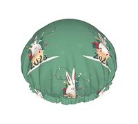 Anno del coniglio Happy Chinese New Year 2023 Cuffie da doccia Cuffia da bagno riutilizzabile Cappello da doccia elastico da bagno Morbido impermeabile per cappucci di tutte le lunghezze di capelli