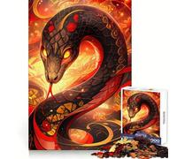 Anno del Serpente - Puzzle da 1000 pezzi con serpente infuocato per adulti, puzzle per allenamento della concentrazione, divertimento senza stress, assemblaggio preciso, regalo creativo (38x52cm)