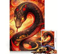 Anno del Serpente - Puzzle del Serpente Infuocato da 1000 pezzi per adolescenti, sfida mentale, relax, tempo libero, incastro perfetto, regalo di Natale (50x75cm)