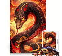 Anno del Serpente - Puzzle del Serpente Infuocato da 1000 pezzi per adolescenti, sfida mentale, relax, tempo libero, incastro perfetto, regalo di Natale (38x26cm)