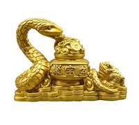 Anno della statua di serpente, statuetta dello zodiaco cinese, scultura di serpente in resina dorata, ornamento decorativo elegante con dettagli intricati | Perfetto per l'arredamento di, regali della