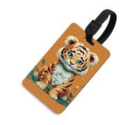 Anno della tigre divertente tigre etichetta per bagagli con nome ID carta d'identità in pelle impermeabile etichette per valigie accessori da viaggio per adulti donne uomini