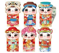 Anno delle buste rosse del serpente, buste rosse cinesi 2025, 6 buste di denaro Hong Bao per contanti, Buste tascabili Money per il nuovo anno lunare Serpente 2025