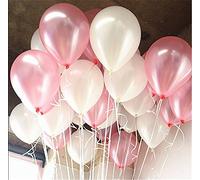 AnnoDeel, 50 Palloncini Rosa e Bianchi, da 30,5 cm, Palloncini in Lattice con Perle, per Feste di Compleanno, Matrimoni, Feste romantiche