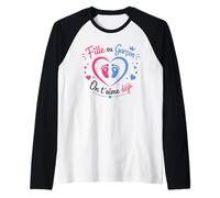 Annonce grossese Bébé Baby Shower Fille ou Garcon Maglia con Maniche Raglan