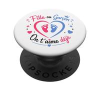 Annonce grossese bébé baby shower fille ou garcon PopSockets PopGrip Adesivo