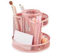 Annova Organizer da scrivania in rete girevole con 5 scomparti rotondi per riporre caramelle/penne accessori da scrivania per ufficio, forniture artistiche, conservazione, aula, casa (Light Pink)