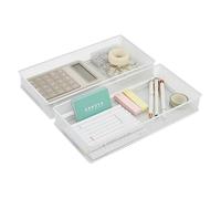 Annova Set di 2 cestini portaoggetti in rete per cassetti e mensole, per scuola e ufficio (bianco, 30.5x15x5cm)