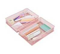 Annova Set di 2 cestini portaoggetti in rete per cassetti e mensole, per scuola e ufficio (rosa chiaro, 23x15x5cm)