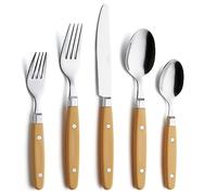 Annova, set di posate in acciaio inox con manico colorato con rivetto/posate stile retrò (Ginger Yellow, 20 Pieces)
