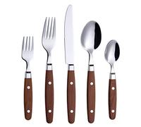 Annova, set di posate in acciaio inox con manico colorato con rivetto/posate stile retrò (Legno, 20 Pieces)