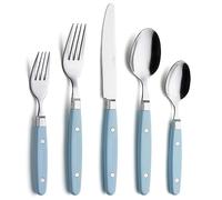 Annova, set di posate in acciaio inox con manico colorato con rivetto/posate stile retrò (Light Blue, 20 Pieces)