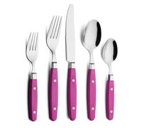 Annova, set di posate in acciaio inox con manico colorato con rivetto/posate stile retrò (Rosa, 20 Pieces)