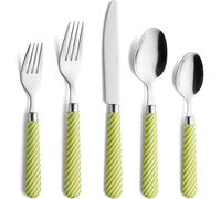 ANNOVA Set di posate,posate colorate in acciaio inossidabile,set di posate da tavola,coltelli da tavola,forchette,cucchiai,forchette da insalata e cucchiai da dessert (Verde chiaro, 20 Pezzi)