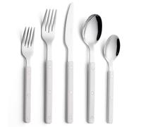 ANNOVA Set di posate, posate in acciaio inossidabile colorate in stile retrò/rivettate, coltelli da tavola, forchette, cucchiai, forchette da insalata e cucchiai da dessert (Bianco,10 Pezzi)