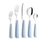 ANNOVA Set di posate, set di posate con manico colorato in acciaio inossidabile, include coltelli da tavola, forchette, cucchiai, forchette da insalata e cucchiai da dessert (Light Blue25, 20 Pieces)