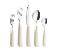 ANNOVA Set di posate, set di posate con manico colorato in acciaio inossidabile, include coltelli da tavola, forchette, cucchiai, forchette da insalata e cucchiai da dessert (20 Pieces, Cream)
