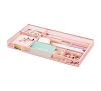 Annova Vassoio organizer per cassetti da scrivania, per organizzare l'ufficio, rete metallica, accessori e forniture per ufficio (Ligth PInk)
