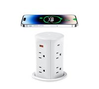 ANNQUAN 3" Pop Up Countertop Receptacle with 4 USB Ports 15W Wireless Charger,Max 20W Power Delivery Pop Up Outlet for Home Office Kitchen