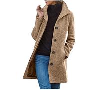 AnnSemo Cappotto lungo classico da donna, trench, manica lunga, cappotto di lana invernale caldo e spesso con bottoni antivento, vestibilità slim, giacche da donna antivento, revers classico, slim