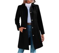 AnnSemo Cappotto lungo classico da donna, trench, manica lunga, cappotto di lana invernale caldo e spesso con bottoni antivento, vestibilità slim, giacche da donna antivento, classico, revers slim
