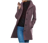AnnSemo Cappotto lungo classico da donna, trench, manica lunga, cappotto di lana invernale caldo e spesso con bottoni antivento, vestibilità slim, giacche da donna antivento, revers classico, slim