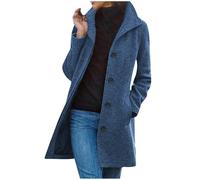 AnnSemo Cappotto lungo classico da donna, trench, manica lunga, cappotto di lana invernale caldo e spesso con bottoni antivento, vestibilità slim, giacche da donna antivento, revers classico, slim