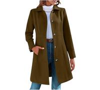 AnnSemo Cappotto lungo classico da donna, trench, manica lunga, cappotto di lana invernale caldo e spesso con bottoni antivento, vestibilità slim, giacche da donna antivento, revers classico, slim