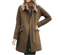 AnnSemo Cappotto lungo classico da donna, trench, manica lunga, cappotto di lana invernale caldo e spesso con bottoni antivento, vestibilità slim, giacche da donna antivento, revers classico, slim