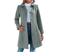 AnnSemo Cappotto lungo classico da donna, trench, manica lunga, cappotto di lana invernale caldo e spesso con bottoni antivento, vestibilità slim, giacche da donna antivento, revers classico, slim