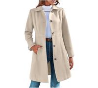 AnnSemo Cappotto lungo classico da donna, trench, manica lunga, cappotto in lana per l'inverno, caldo e spesso, con bottoni antivento, aderente, giacche con revers classici e sottili, soprabito