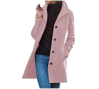 AnnSemo Cappotto lungo classico da donna, trench, manica lunga, cappotto in lana per l'inverno, caldo e spesso, con bottoni antivento, aderente, giacche con revers classici e sottili, soprabito