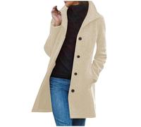 AnnSemo Cappotto lungo classico da donna, trench, manica lunga, cappotto in lana per l'inverno, caldo e spesso, con bottoni antivento, aderente, giacche con revers classici e sottili, soprabito